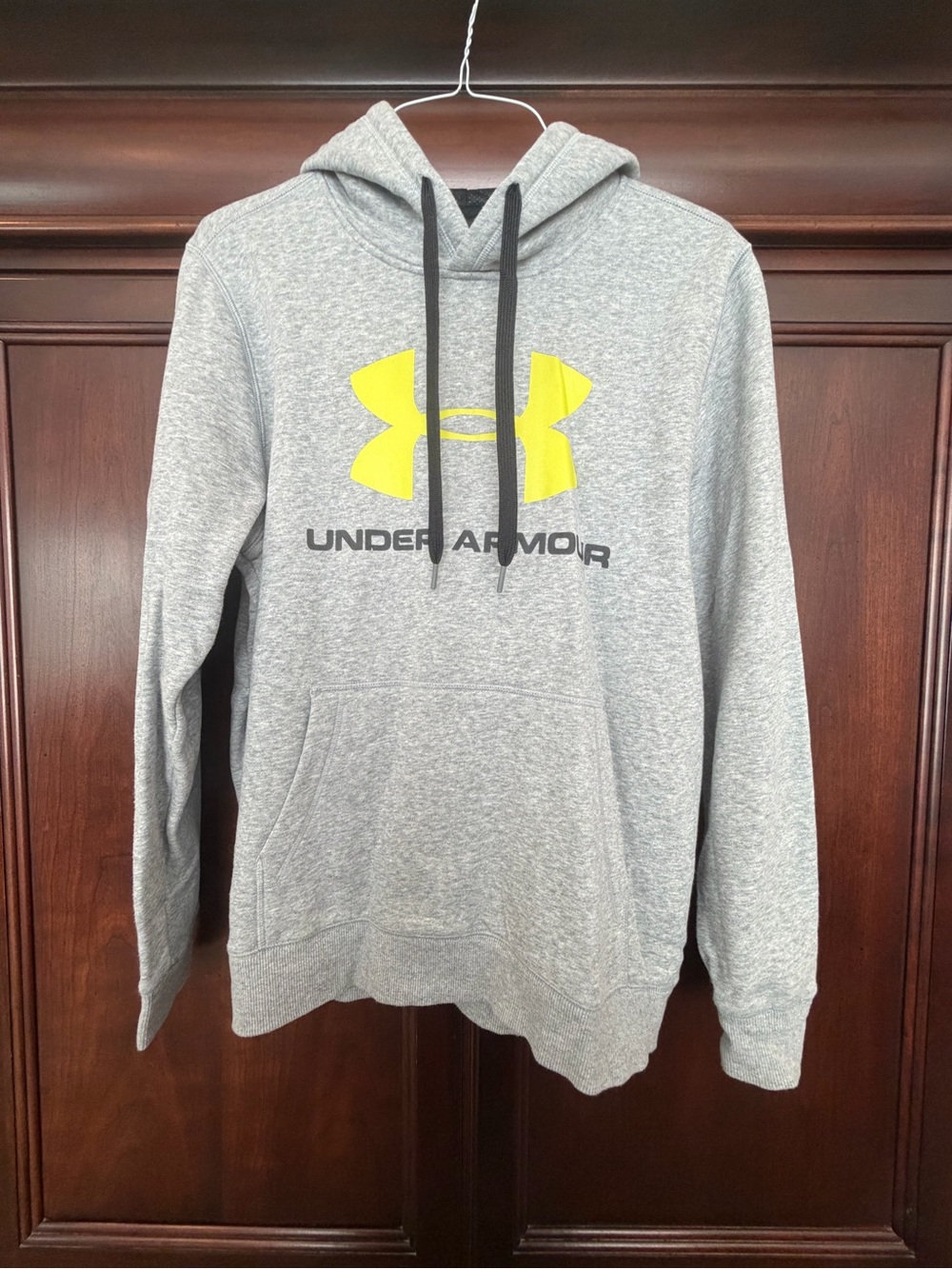 Under Armour Men's Gray Hoodie with Yellow Logo